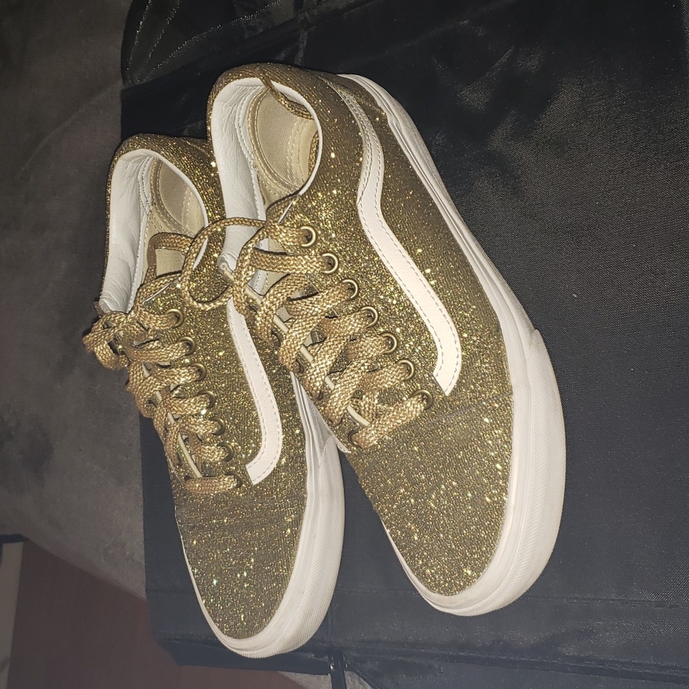 Used,  size 9, gold sparkly vans